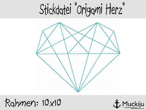 Stickdatei 10x10 Origami Herz Redwork