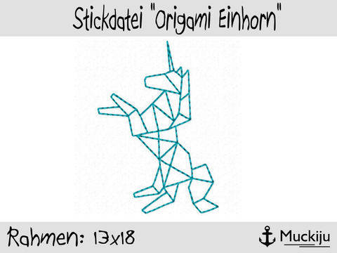 Stickdatei "Origami Einhorn" 13x18