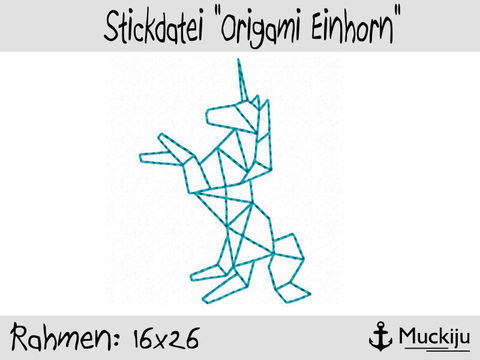 Stickdatei "Origami Einhorn" 16x26