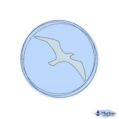Stickdatei 10x10 Button Möwe Doodle
