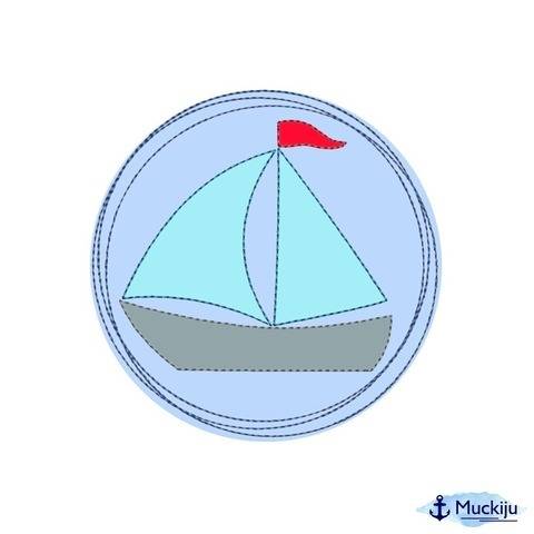 Stickdatei 10x10 Button Segelboot Doodle