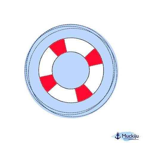Stickdatei 10x10 Button Rettungsring Doodle