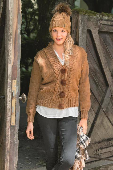 Jacke mit extravaganten Fellknöpfen