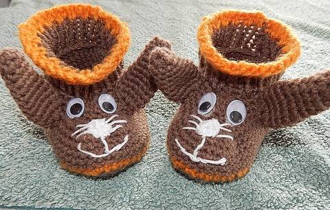 Häkelanleitung Hasenschuhe mit Strickbund