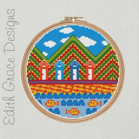 Beach Hut Embroidery Pattern