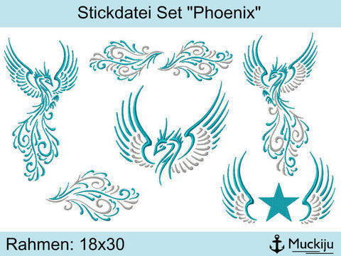 Stickdatei Set 18x30 "Phoenix"