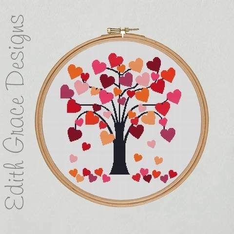 Love Heart Tree Embroidery Pattern