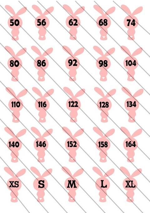 Plotterdatei Hase Lotta Kleidergrößen - alle Größen