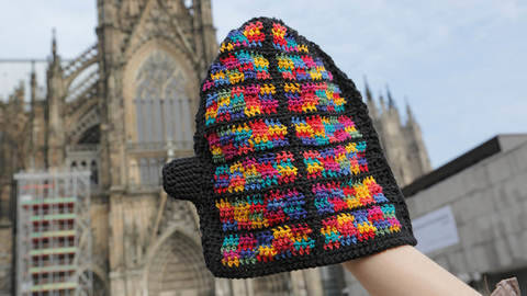 Richterfenster-Ofenhandschuh (Gruß aus Köln) Häkelanleitung