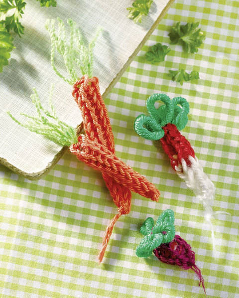 Buntes Wurzelgemüse (Anleitung für Strickliesel)