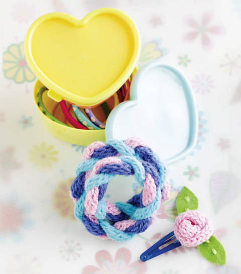 Zopfarmband & Haarclip „Rose“ (Anleitung für Strickliesel)