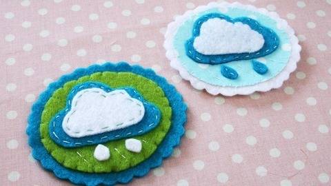 Nähanleitung Brosche Wolke aus Filz oder Baumwollstoff