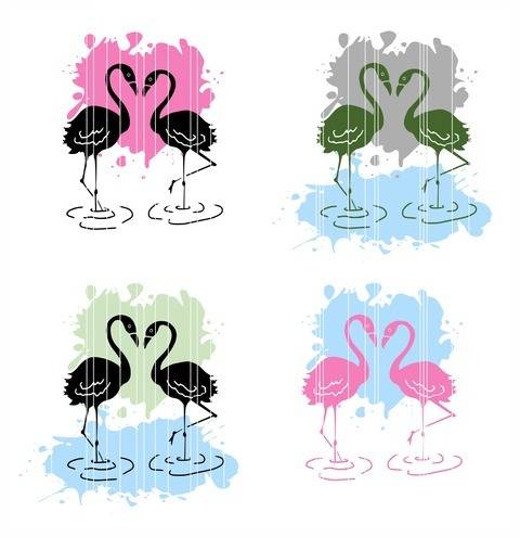 Plotterdatei Flamingo "Splash Flamingos" Kleckse