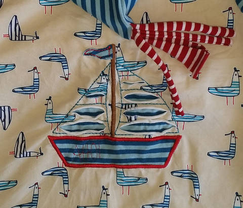 Segelschiff, negativ Applikation 13x18