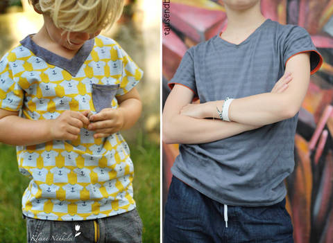 V-Shirt (T-Shirt mit V-Ausschnitt) Gr. 86-164
