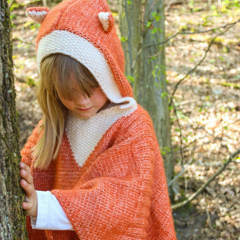 Children`s Poncho - Fox Size 4T/5T