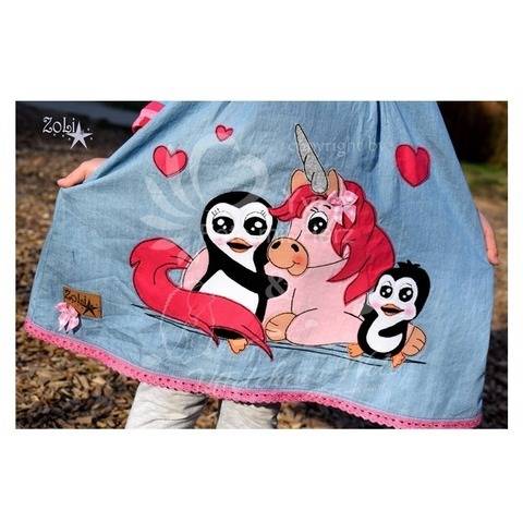 Applikationsvorlage "Einhorn mit Pinguinen"