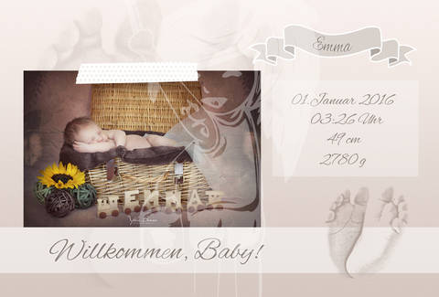 Grusskarte Yela`s Kreativ Atelier " Geburt Vintage Fuesse " PSD