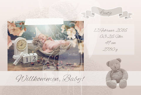 Grusskarte Yela`s Kreativ Atelier " Geburt Vintage Teddy" PSD