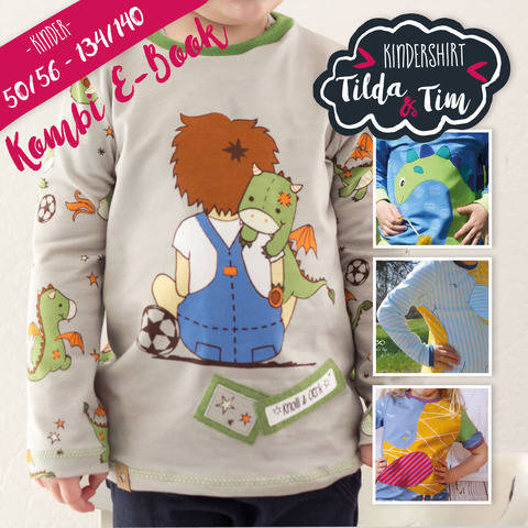 Ebook Kindershirt Tilda & Tim Kombi Ganz 50/56 - 134/140