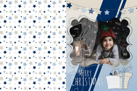 Grusskarte Yela`s Kreativ Atelier " Christmas Vintage BLUE " PSD