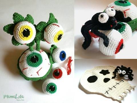 Halloween Glotzer, Spinne & Totenkopf - Häkelanleitung