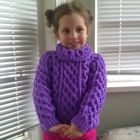 Zoe's aran sweater jumper - child knitting pattern