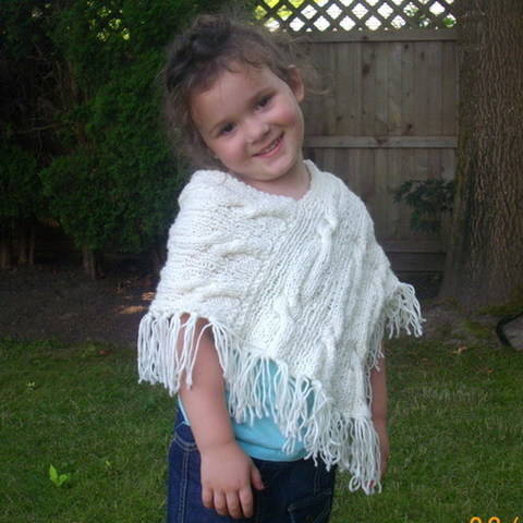 Caireann shawl poncho for girls - knitting pattern