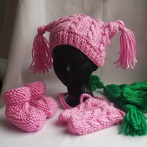 Baby hat, mittens and booties - knitting pattern