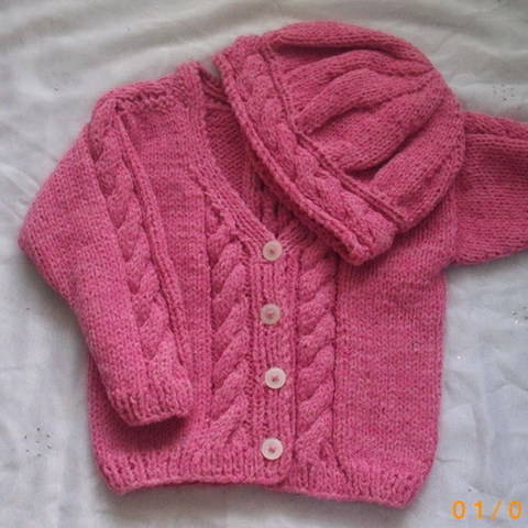 Roisin cable cardigan and hat - knitting pattern