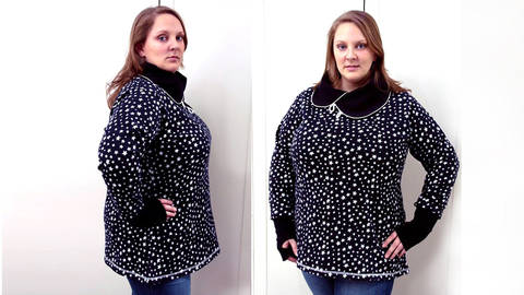 Kragenhoodie für starke Frauen Gr.48-56