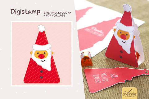 Nikolaus "Santa Surprise" (Digistamp, Plotterdatei und Druckvorlage)