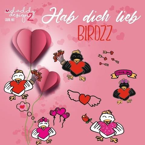 COOL BIRDZZ Hab dich lieb / I love you Kombidatei mit Deko