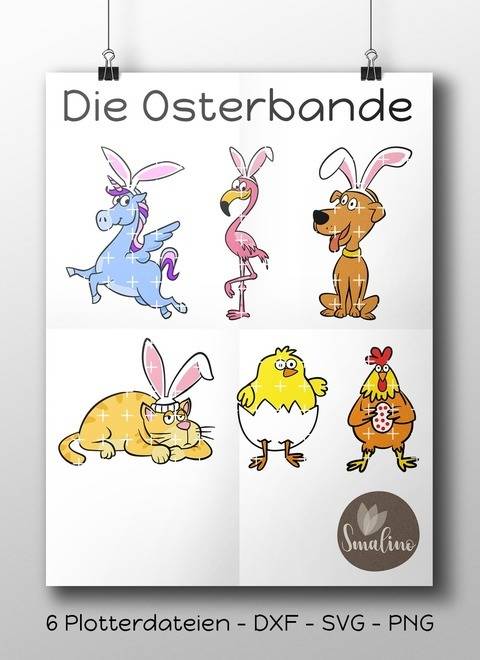 Die Osterbande 6er Set Plottervorlage bis zu 7-farbig DXF SVG PNG
