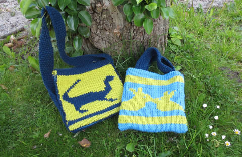 Strickanleitung Dinosaurier Kindertaschen, Doubleface