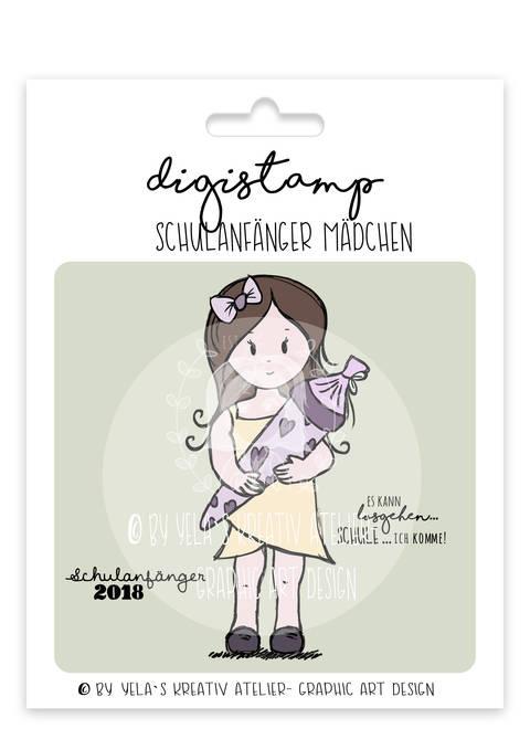 Digistamp Yela`s Kreativ Atelier " Schulanfaenger Maedchen "