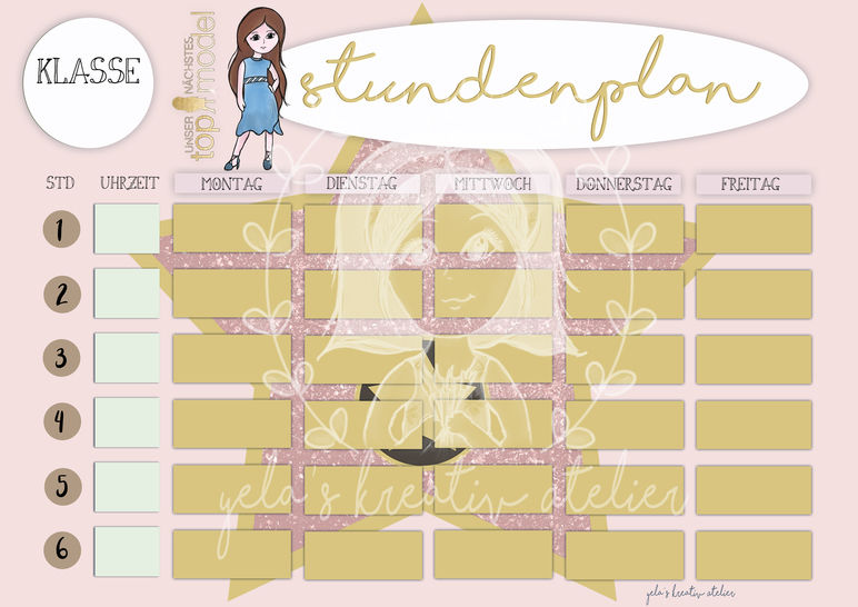 Stundenplan/ Digipaper Yela`s Kreativ Atelier " Topmodel