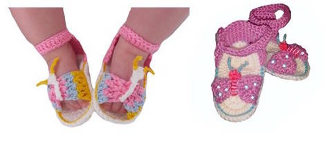 Häkelanleitung: Gr. 14-18 Sandalen "Schmetterlinge"