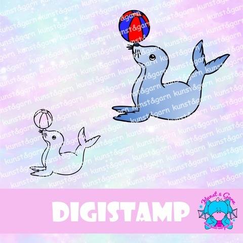DigiStamp Seehund mit Ball