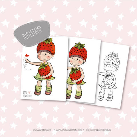 emmapünktchen ® – erdbeermädchen DigiStamp