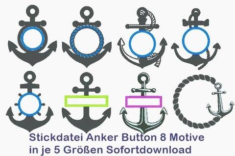 Stickdatei Anker mit Button