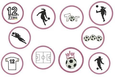 ITH Stickdatei Untersetzer - Fußball Ladies Silhouette - in PES