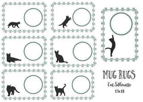 ITH Stickatei - Mug Rugs Cat Silhouettes in PES