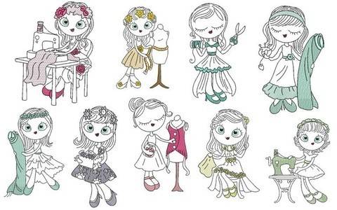 Stickdatei - Sewing Girls Doodle in PES
