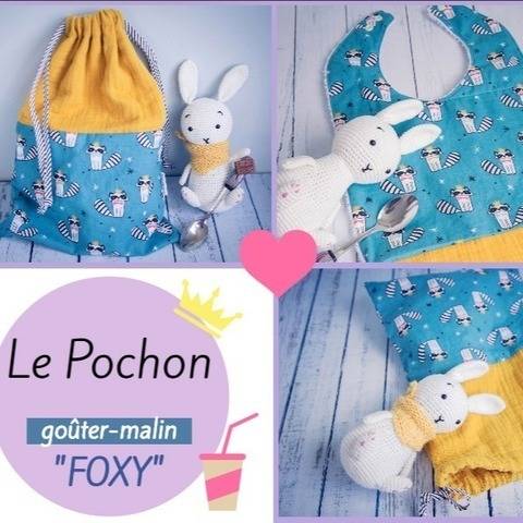Le pochon goûter malin évolutif en bavoir FOXY