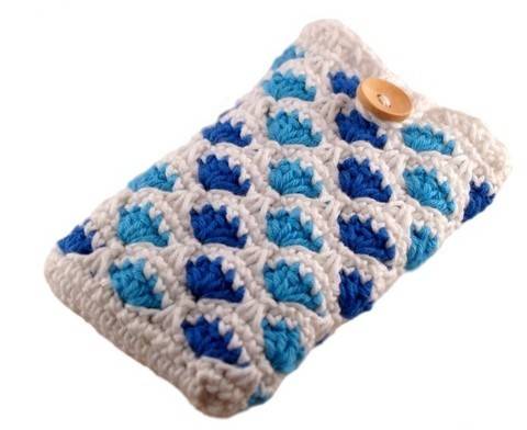 Häkelanleitung Smartphonetasche mit Muschelmuster