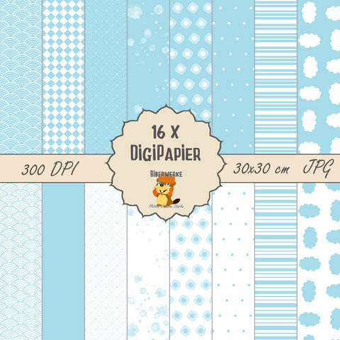 DigiPapier Pastell Blau