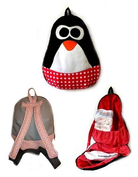 Ebook Nähanleitung WiTaRu Pinguin Wickeltasche Rucksack Tasche Tier Kindergarten
