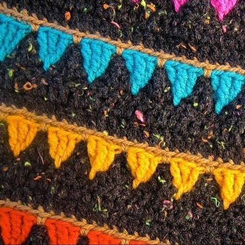 Häkelmuster Girlande Wimpel Geburtstag Decke Kissen Poncho