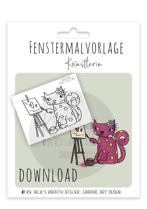 Fenstermalvorlage Yela`s Kreativ Atelier " Kuenstlerin "